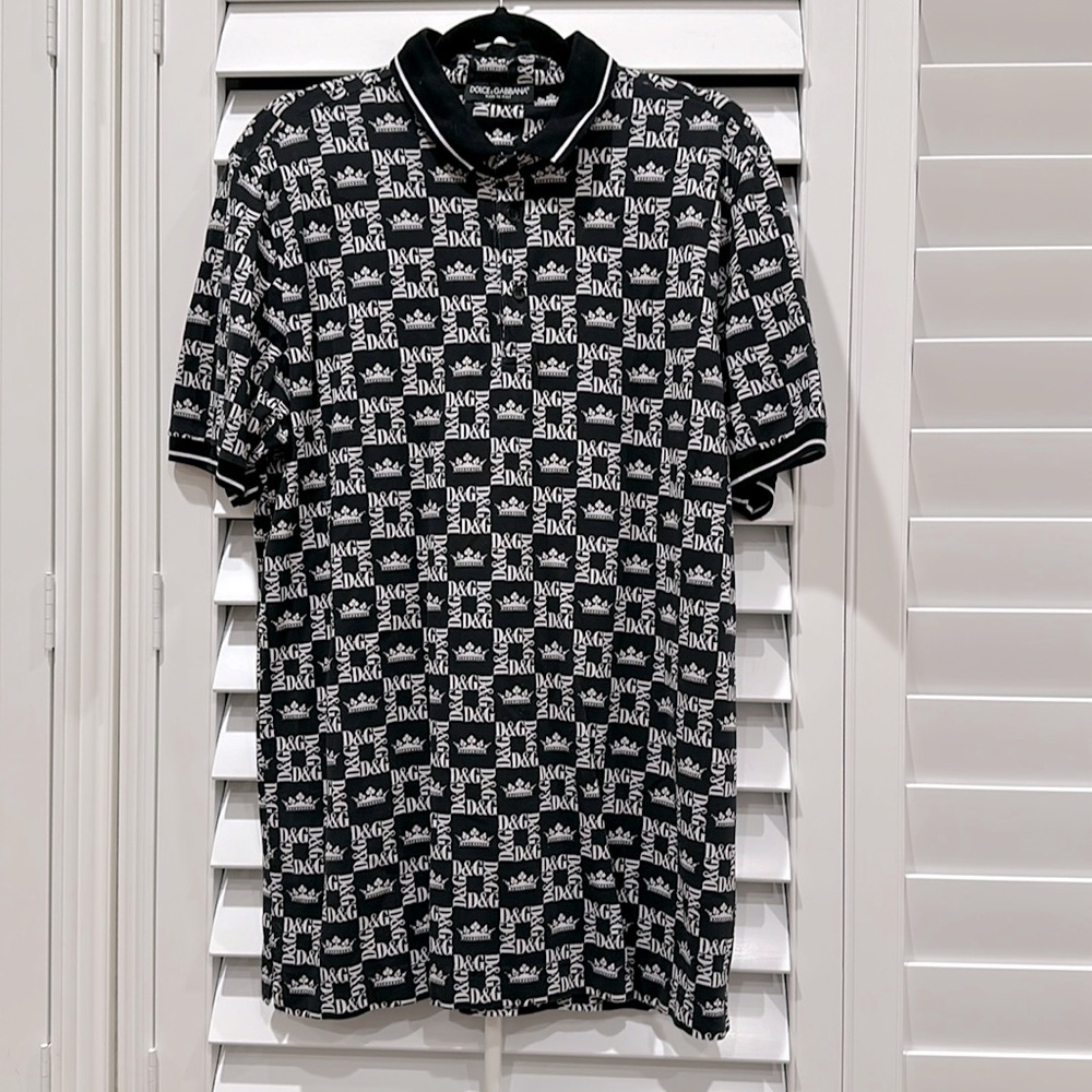 Dolce and Gabbana Black Crown Logo Men’s Polo
